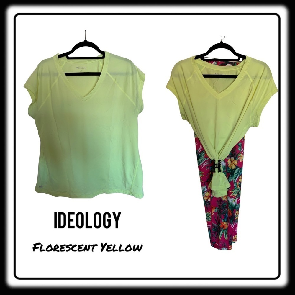 Ideology Florescent Yellow workout shirt size XL. Stretchy and lightweight!